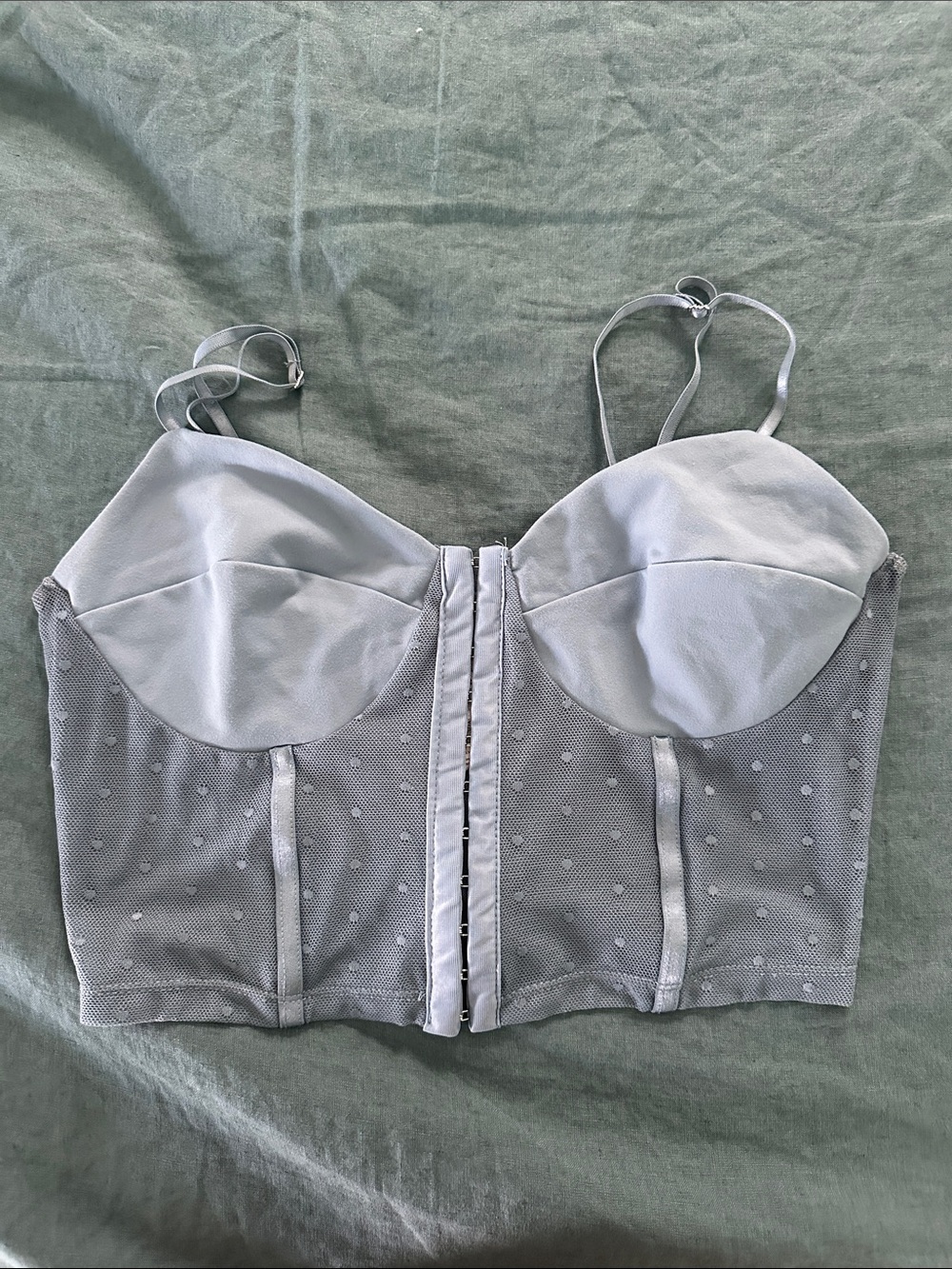 Free People Light Blue Bustier Bra Crop Top with Front Hook Closure